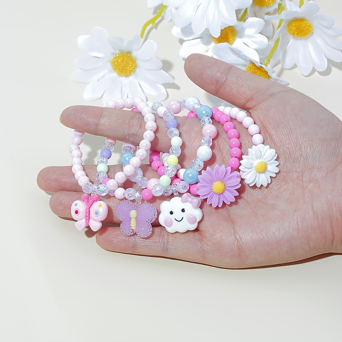 10pc Cloud Rainbow Beaded Bracelet Set, Cute Charm Gift